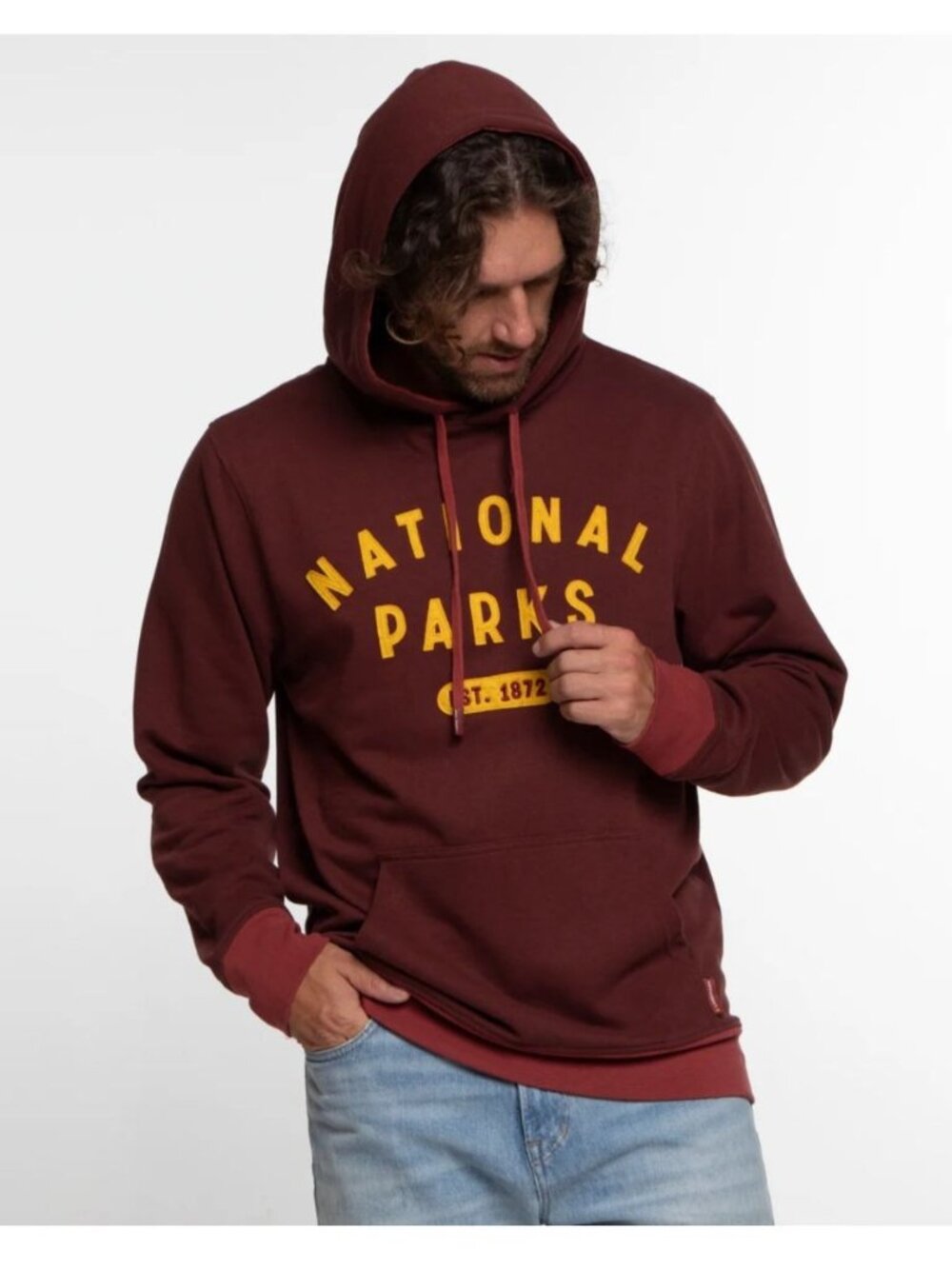 Landmark Project National Parks Hoodie Sweatshirt Brown Yellow Size Medium